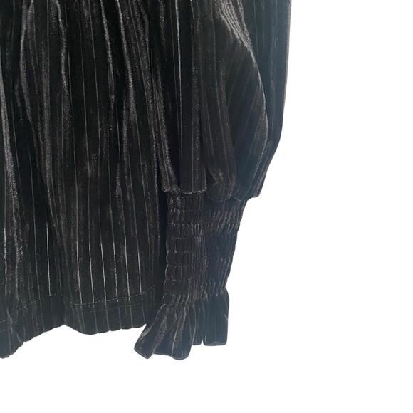 Coco+Carmen Velvet Smocked Peplum Top Size Small Black Long Sleeve Whimsigoth - Picture 5 of 9